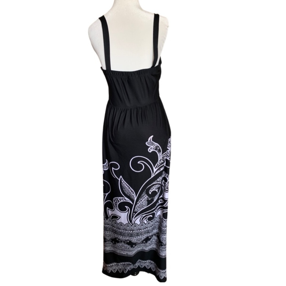 Olivia Matthews Black White Boho Aztec Maxi Dress Size Medium - Picture 10 of 12